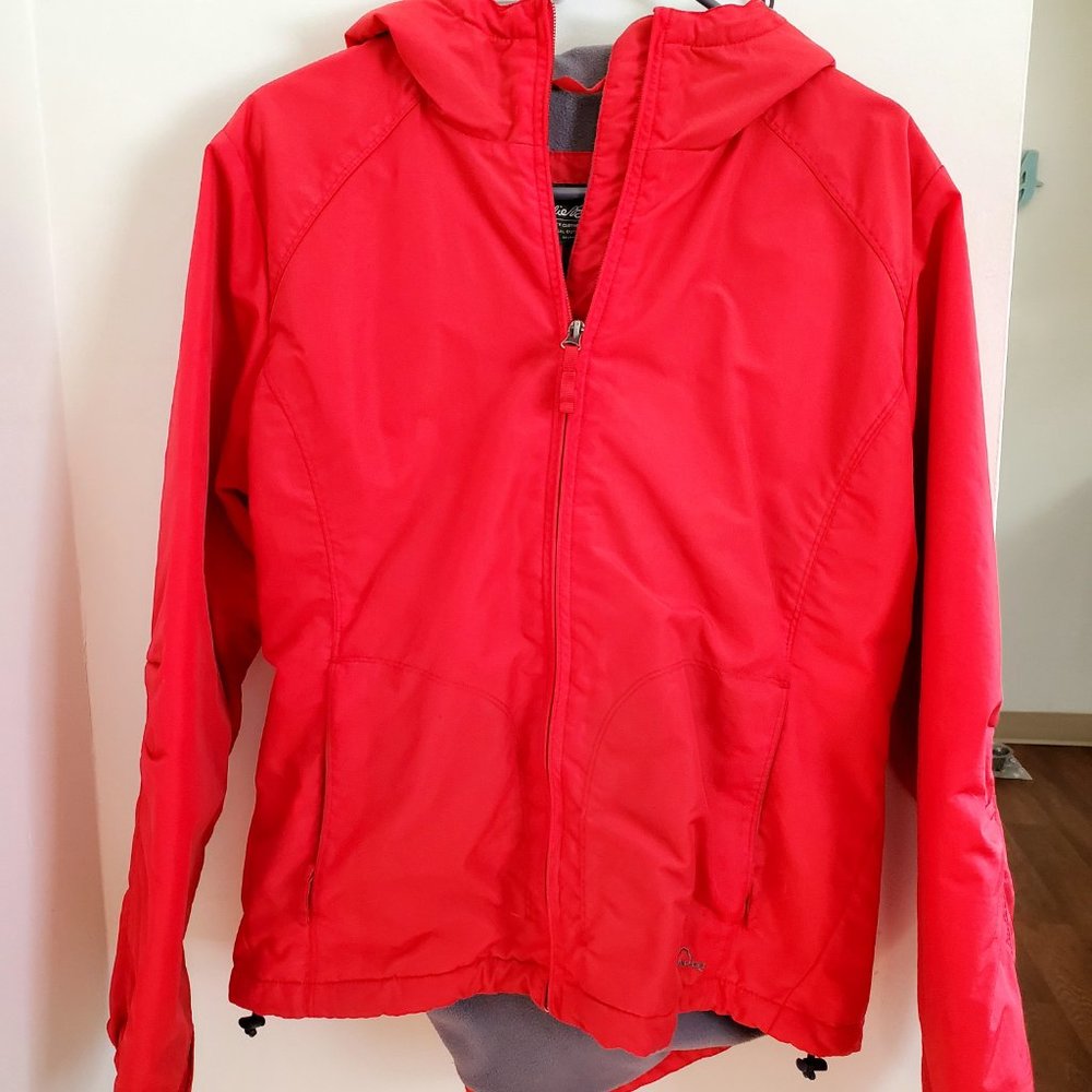 Eddie Bauer Large Ski Jacket that can adapt to changing weather all season.RED